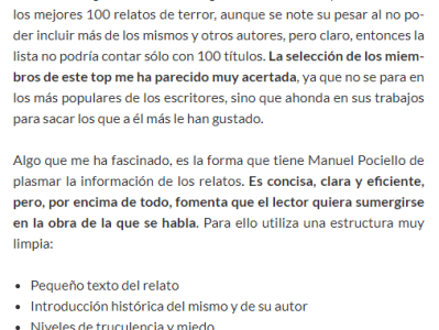 RESEÑA DE LOS 100 MEJORES RELATOS DE TERROR POR LA COLINA DE&nbsp;RAVEN